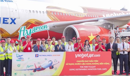 Vietjet tiên phong khai thác chuyến bay đầu tiên sử dụng nhiên liệu hàng không bền vững SAF 